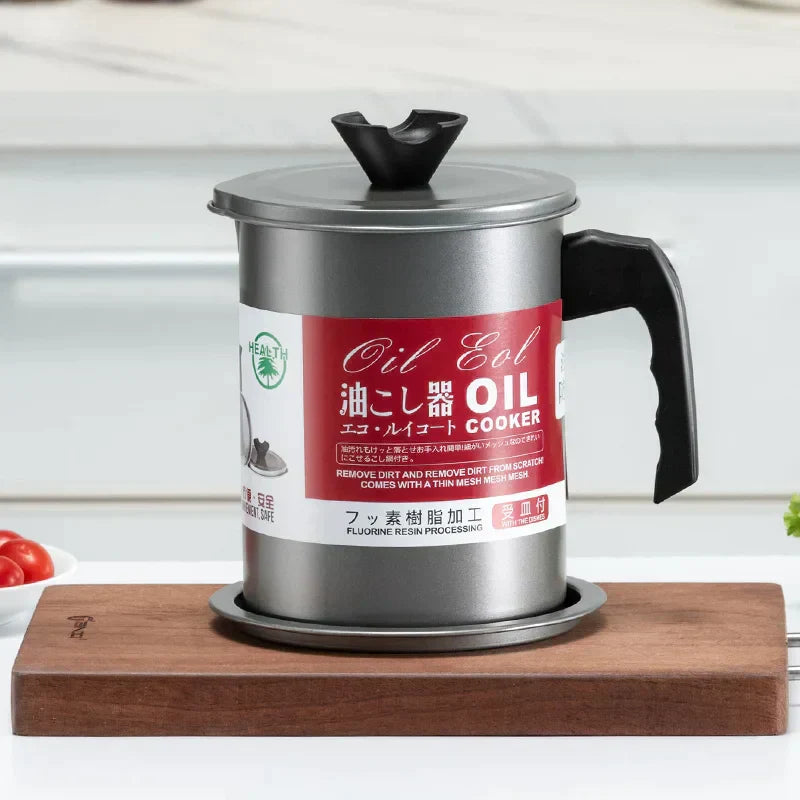 Oil Fryer Cooker with Stainless Steel Fine Mesh With Lid Iron Cooking Oil Filter With Handle For Kitchen