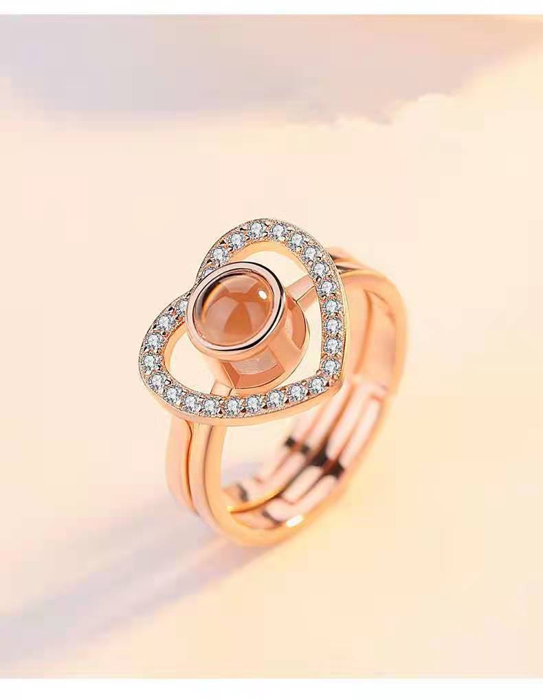 100 languagesi love you heart design Golden color ring