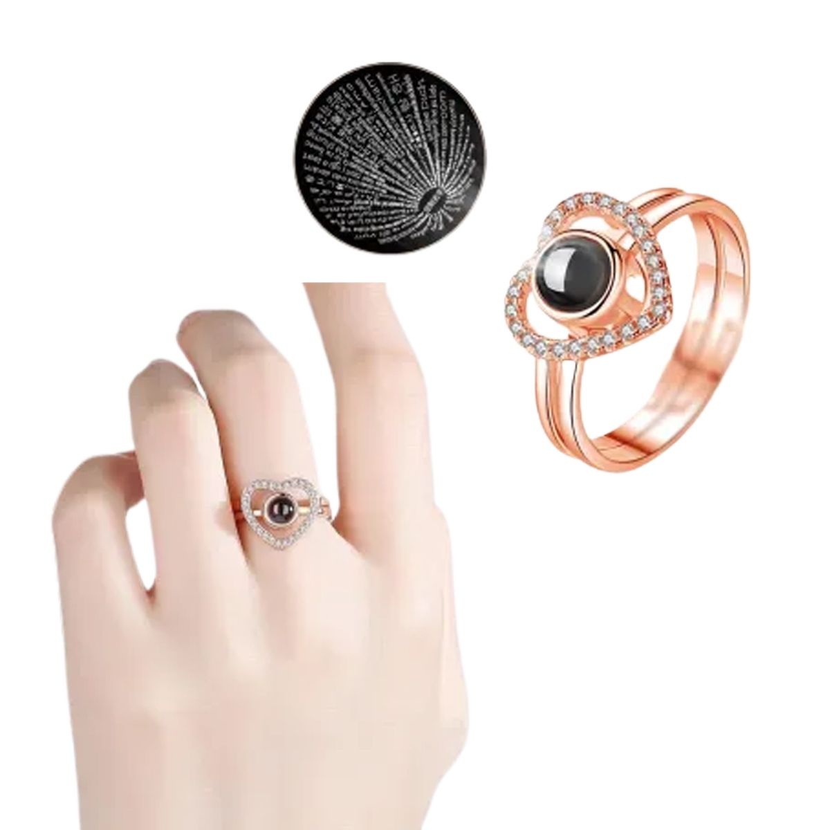 100 languagesi love you heart design Golden color ring